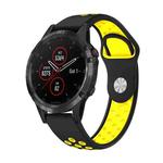 For Garmin Fenix 5 Plus 22mm Sports Breathable Silicone Watch Band(Black+Yellow)