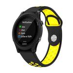 For Garmin Forerunner 935 22mm Sports Breathable Silicone Watch Band(Black+Yellow)