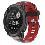 For Garmin Instinct 2X Solar 26mm Camouflage Printed Silicone Watch Band(Red+Army Camouflage)