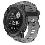 For Garmin Instinct 2X Solar 26mm Camouflage Printed Silicone Watch Band(Grey+Army Camouflage)