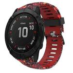 For Garmin Fenix 6X Sapphire 26mm Camouflage Printed Silicone Watch Band(Red+Jellyfish Camouflage)