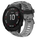 For Garmin Fenix 6X Sapphire 26mm Camouflage Printed Silicone Watch Band(Grey+Army Camouflage)