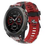 For Garmin Fenix 5X Sapphire 26mm Camouflage Printed Silicone Watch Band(Red+Army Camouflage)