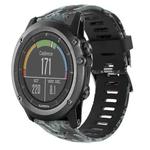 For Garmin Fenix 3 Sapphire 26mm Camouflage Printed Silicone Watch Band(Black+Digital  Camouflage)