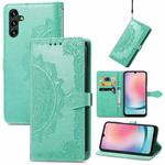 For Samsung Galaxy A24 4G Mandala Flower Embossed Leather Phone Case(Green)