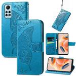 For Redmi Note 12 Pro 4G Butterfly Love Flower Embossed Leather Phone Case(Blue)