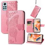 For Redmi Note 12 Pro 4G Butterfly Love Flower Embossed Leather Phone Case(Pink)