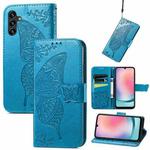 For Samsung Galaxy A24 4G Butterfly Love Flower Embossed Leather Phone Case(Blue)