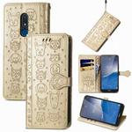 For Nokia C3 Cute Cat and Dog Embossed Flip Leather Phone Case(Gold)