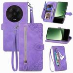 For Xiaomi 13 Ultra Embossed Flower Zipper Leather Phone Case(Purple)
