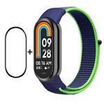 For Xiaomi Mi Band 8 ENKAY Hat-Prince 2 in 1 Set Full Coverage Screen Protector + Nylon Loop Watch Band(Blue+Green)