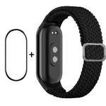 For Xiaomi Mi Band 8 ENKAY Hat-Prince 2 in 1 Set Full Coverage Screen Protector + Elastic Braided Nylon Watch Band(Black)