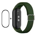 For Xiaomi Mi Band 8 ENKAY Hat-Prince 2 in 1 Set Full Coverage Screen Protector + Elastic Braided Nylon Watch Band(Green)
