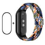 For Xiaomi Mi Band 8 ENKAY Hat-Prince 2 in 1 Set Full Coverage Screen Protector + Elastic Braided Nylon Watch Band(Denim)