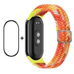 For Xiaomi Mi Band 8 ENKAY Hat-Prince 2 in 1 Set Full Coverage Screen Protector + Elastic Braided Nylon Watch Band(Colorful Orange)
