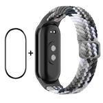 For Xiaomi Mi Band 8 ENKAY Hat-Prince 2 in 1 Set Full Coverage Screen Protector + Elastic Braided Nylon Watch Band(Colorful Black)