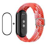 For Xiaomi Mi Band 8 ENKAY Hat-Prince 2 in 1 Set Full Coverage Screen Protector + Elastic Braided Nylon Watch Band(Colorful Red)