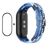 For Xiaomi Mi Band 8 ENKAY Hat-Prince 2 in 1 Set Full Coverage Screen Protector + Elastic Braided Nylon Watch Band(Colorful Blue)