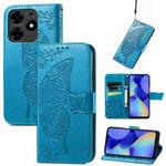 For Tecno Spark 10 Pro Butterfly Love Flower Embossed Leather Phone Case(Blue)