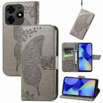 For Tecno Spark 10 Pro Butterfly Love Flower Embossed Leather Phone Case(Gray)