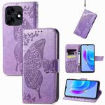 For Tecno Spark 10C Butterfly Love Flower Embossed Leather Phone Case(Light Purple)
