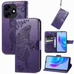 For Tecno Spark 10C Butterfly Love Flower Embossed Leather Phone Case(Purple)