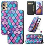 For Motorola Edge 30 Fusion CaseNeo Colorful Magnetic Leather Phone Case(Purple Scales)