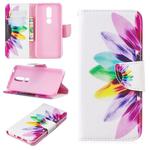 Colored Drawing Pattern Horizontal Flip Leather Case for Nokia 7.1,with Holder & Card Slots & Wallet(Sunflower)