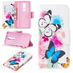 Colored Drawing Pattern Horizontal Flip Leather Case for Nokia 7.1,with Holder & Card Slots & Wallet(Two Butterflies)