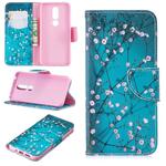 Colored Drawing Pattern Horizontal Flip Leather Case for Nokia 7.1,with Holder & Card Slots & Wallet(Plum Blossom)