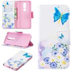 Colored Drawing Pattern Horizontal Flip Leather Case for Nokia 7.1,with Holder & Card Slots & Wallet(Butterfly Love)