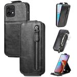 For Motorola Moto X40 Zipper Wallet Vertical Flip Leather Phone Case(Black)