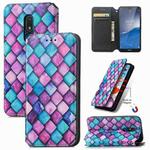 For Nokia C3 CaseNeo Colorful Magnetic Leather Phone Case(Purple Scales)