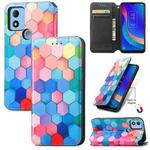 For TCL 305i CaseNeo Colorful Magnetic Leather Phone Case(Colorful Cube)