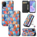 For TCL 405 CaseNeo Colorful Magnetic Leather Phone Case(Rhombus Mandala)