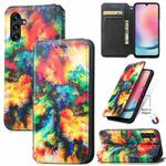 For Samsung Galaxy A24 4G CaseNeo Colorful Magnetic Leather Phone Case(Colorful Cloud)