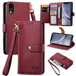 For iPhone XR Love Zipper Lanyard Leather Phone Case(Red)