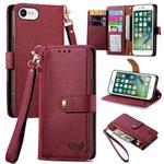 For iPhone 6 / 6s Love Zipper Lanyard Leather Phone Case(Red)