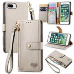 For iPhone 6 Plus / 6s Plus Love Zipper Lanyard Leather Phone Case(Gray)