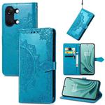 For OnePlus Ace 2v Mandala Flower Embossed Leather Phone Case(Blue)