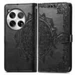 For OnePlus 12 Mandala Flower Embossed Leather Phone Case(Black)