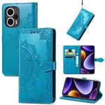 For Xiaomi Poco F5 Mandala Flower Embossed Leather Phone Case(Blue)