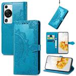 For Huawei P60 Pro Mandala Flower Embossed Leather Phone Case(Blue)
