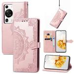 For Huawei P60 Pro Mandala Flower Embossed Leather Phone Case(Rose Gold)