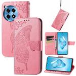 For OnePlus 12R Butterfly Love Flower Embossed Leather Phone Case(Pink)