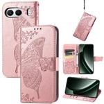 For OnePlus Nord 4 Butterfly Love Flower Embossed Leather Phone Case(Rose Gold)