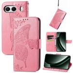 For OnePlus Nord 4 Butterfly Love Flower Embossed Leather Phone Case(Pink)