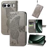 For OnePlus Nord 4 Butterfly Love Flower Embossed Leather Phone Case(Gray)