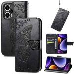 For Xiaomi Poco F5 Butterfly Love Flower Embossed Leather Phone Case(Black)