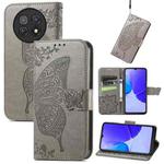 For Huawei Enjoy 60X Butterfly Love Flower Embossed Leather Phone Case(Gray)